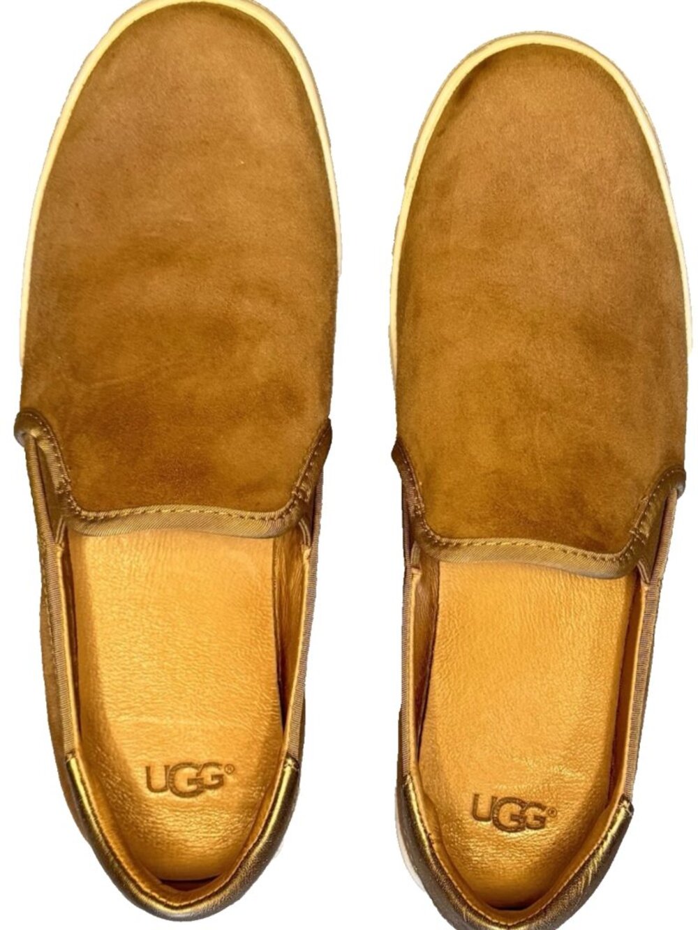 UGG Tan Brown Suede Leather Slip-on Loafers Womens Size 8 Excellent Condition
